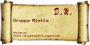 Droppa Mietta névjegykártya